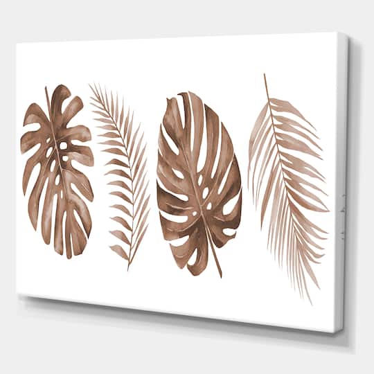 Designart - Tropical Monstera and Palm Leaf In Terracotta